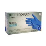 Перчатки нитриловые неопудреные голубые BLUE ECO-PLUS текстурированые S, 100шт/пач